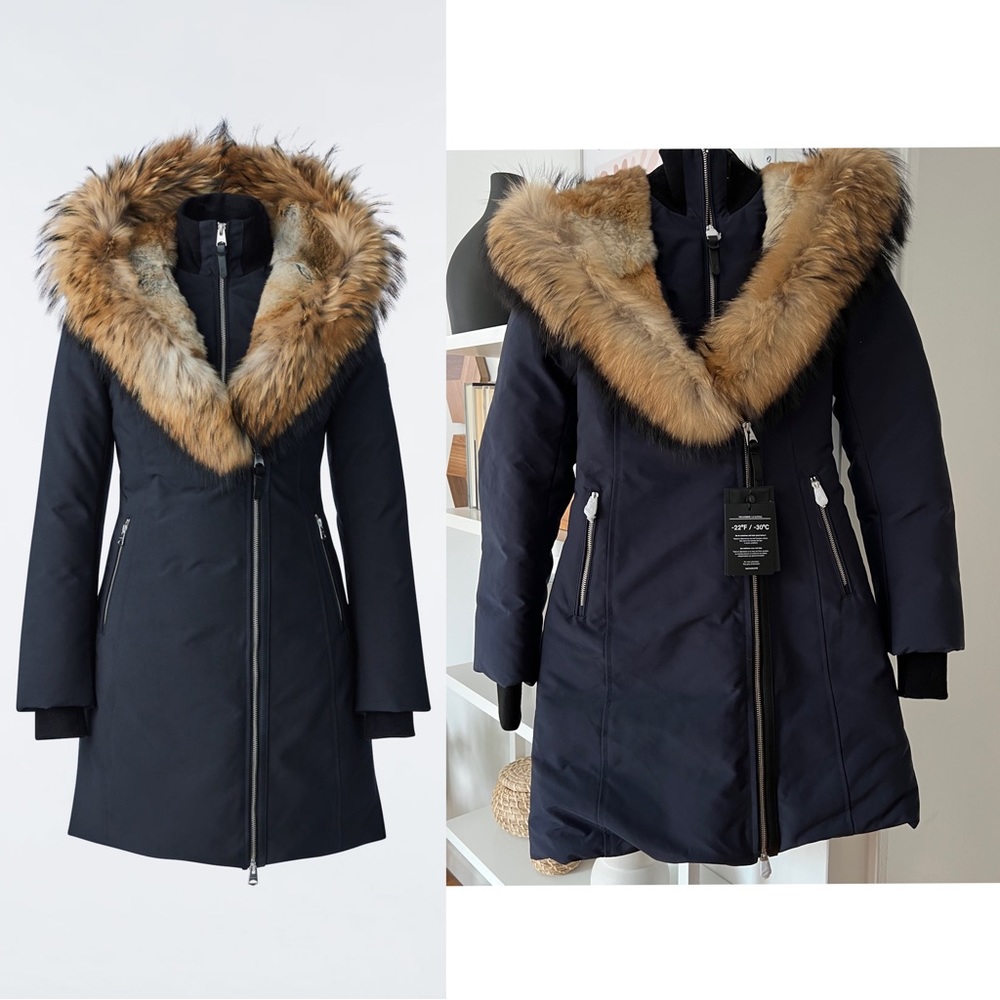 Mackage Trish Powder Touch down coat with natural fur Signature Mackage Collar